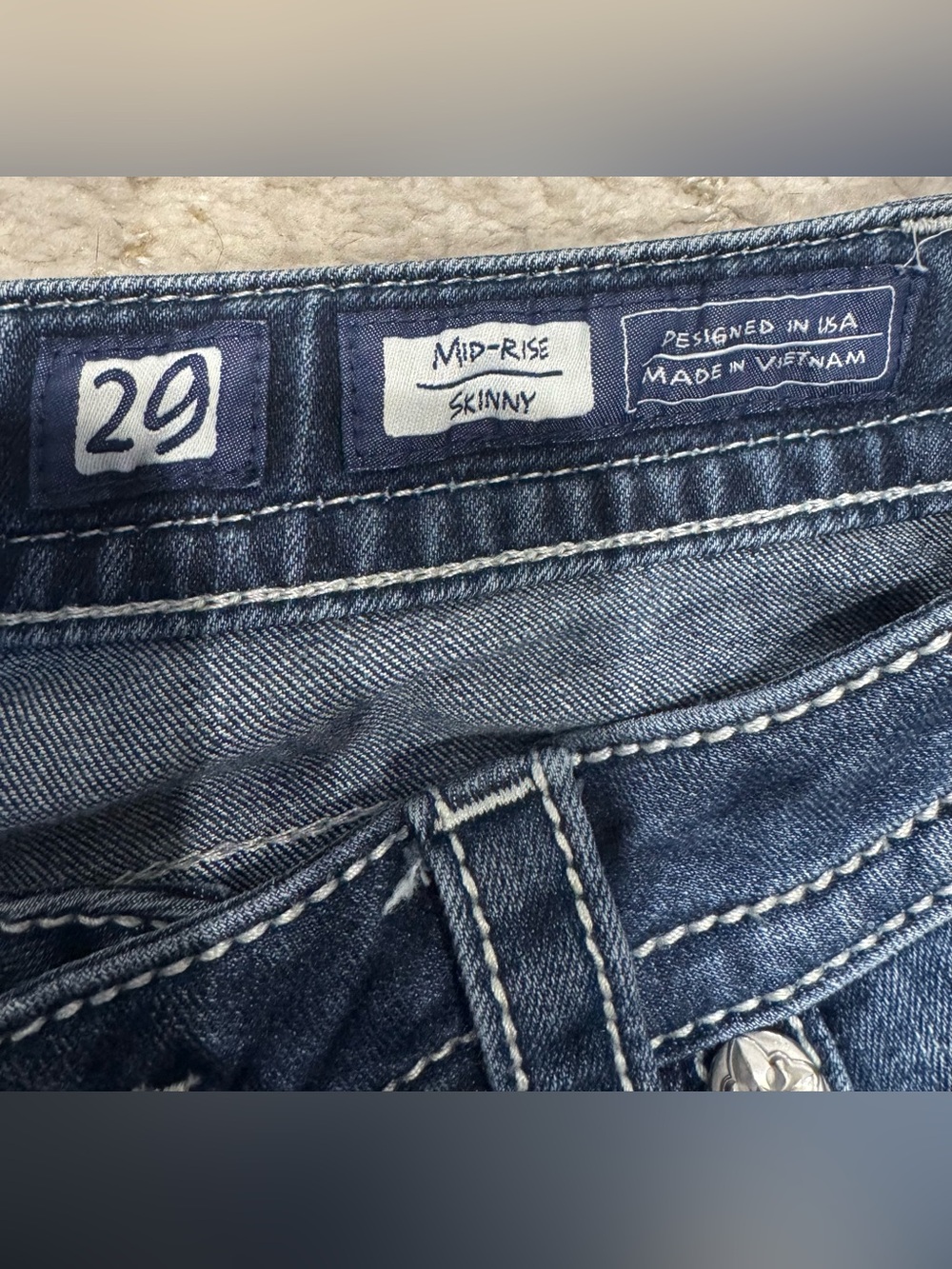 Miss Me Women's Dark Blue Boot Cut Jeans with Contrast Stitch - Picture 6 of 9